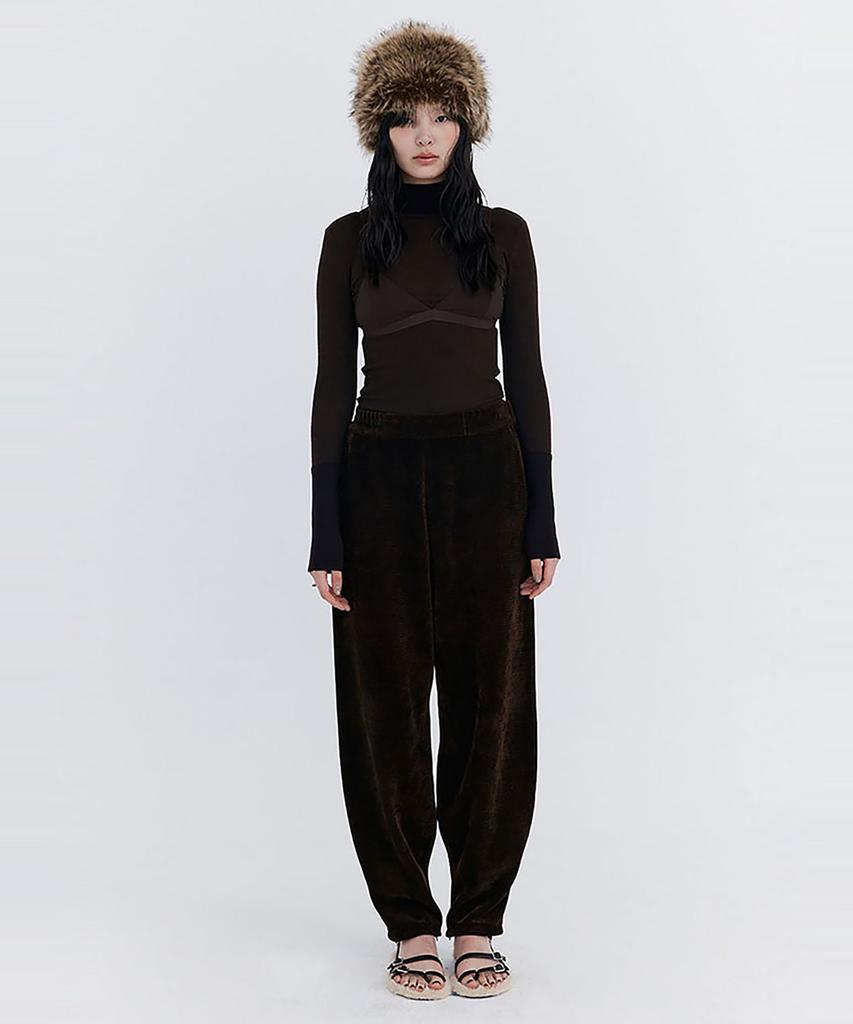 WNDERKAMMER Knit Rib Half Turtleneck T-Shirt_Brown