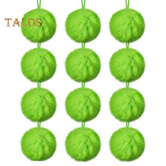 12/16 шт. Рождественские подвесные украшения 6 см зеленые пушистые шарики бант декор легкий многоразовый елочный кулон праздничный декор подарки