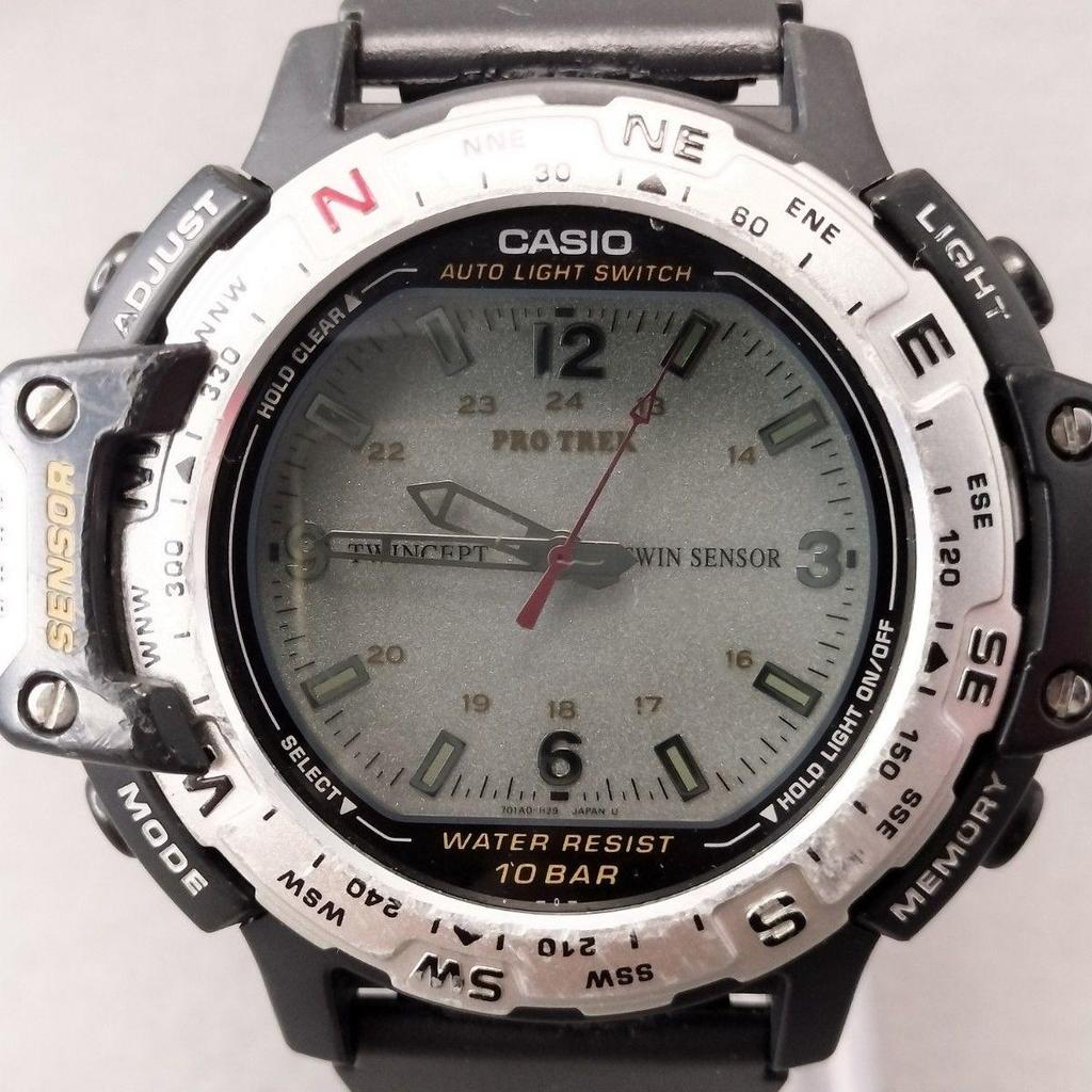Б/У CASIO Protrek PRT-50 Двойной датчик Рабочий продукт Цифровой анализатор Twincept Часы с водозащитой 10 АТМ PROTREK