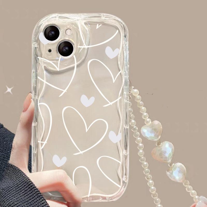 Черные Точки Сердце Чехол Для Reno 15 Pro 14 13 14f 13f 12f OPPO A6 A5 PRO A79 A58 A78 Reno 8T Любовь Бант Цепочка Чехол Силиконовый