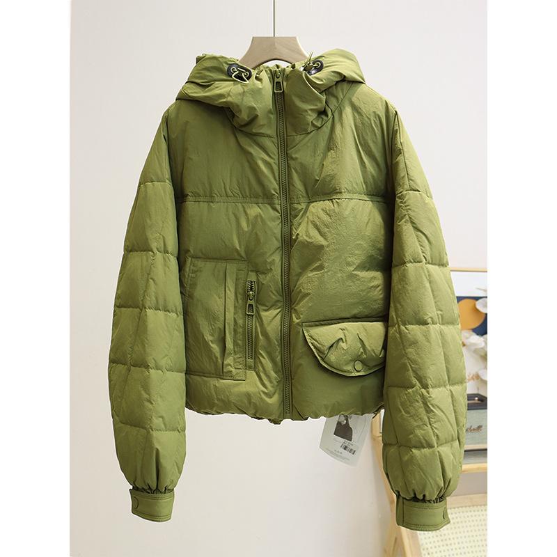 FASHION Пуховик женский короткий 2024 Новый белый утиный пух модный свободный универсальный с капюшоном теплая куртка трендовая одежда