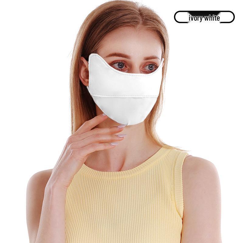 Женская маска для лица от солнца из ледяного шелка с 3D-защитой для глаз - Дышащая, тонкая и румянец для езды на велосипеде на открытом воздухе