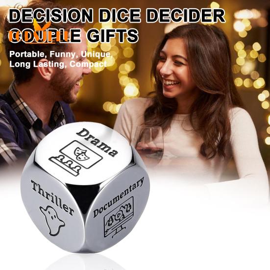 Кубик для принятия решений в кино, нержавеющий легкий портативный металлический кубик для принятия решений, украшение на годовщину, подарок на День святого Валентина