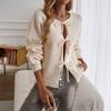 Women's Tops Casual Loose Cardigan Lace Up Solid Color Sweater