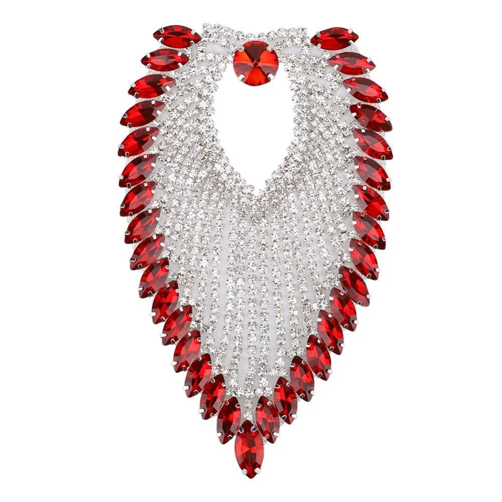 2pcs Hollow Design Rhinestone Shoulder Epaulettes AB Colored Horse Eye Rhinestones DIY Clothes