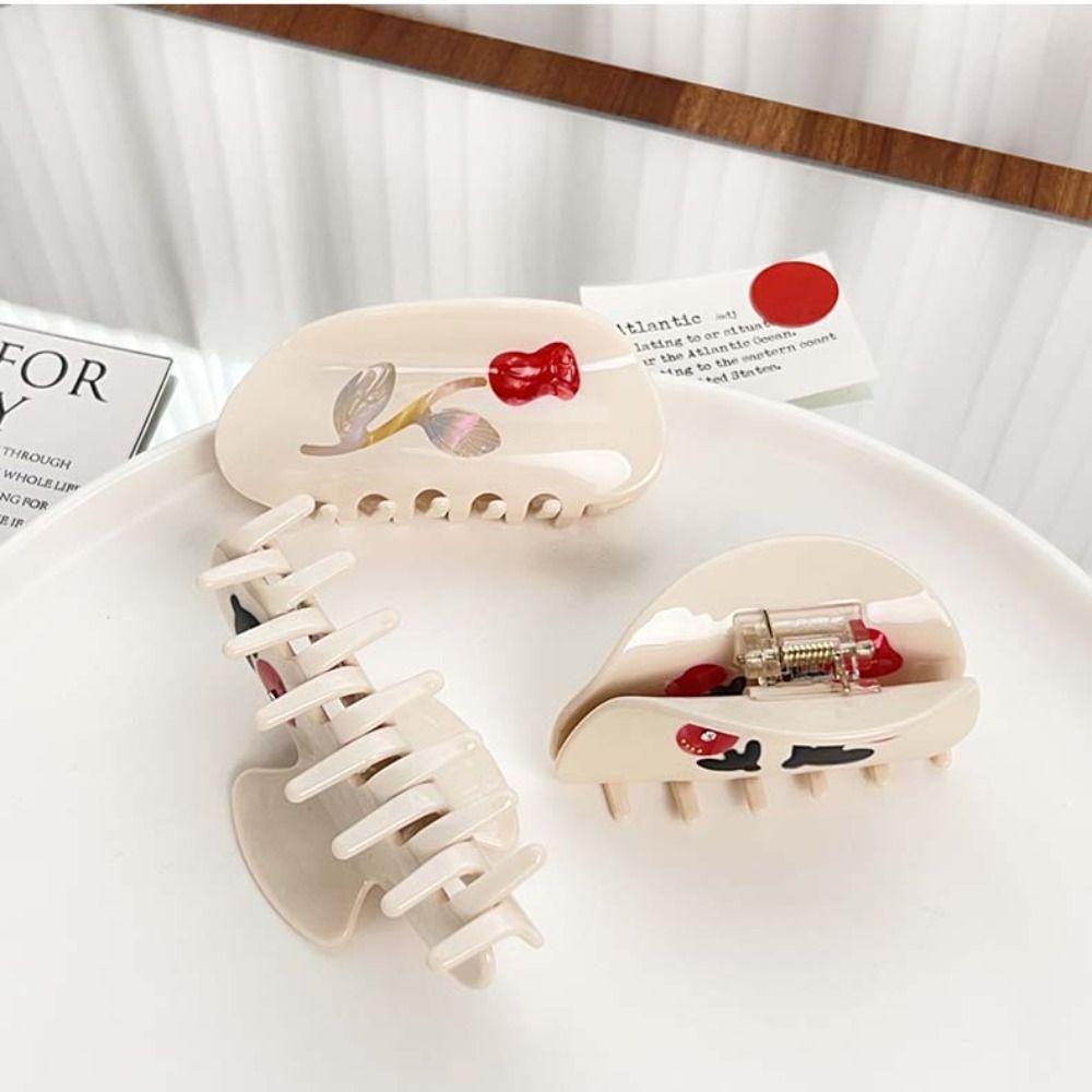 Barrette Rose Flower Hair Claw Hairpin Back Head Hair Grab Acetic Acid Shark Clip Streetwear