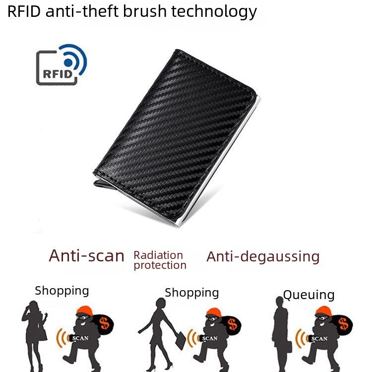 Всплывающий держатель для карт из углеродного волокна с блокировкой RFID