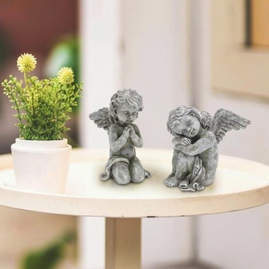 2 шт. статуи херувима Ангел садовые мемориальные украшения водостойкие УФ-стойкие Крытый Открытый очаровательные скульптуры смолы декор ангела
