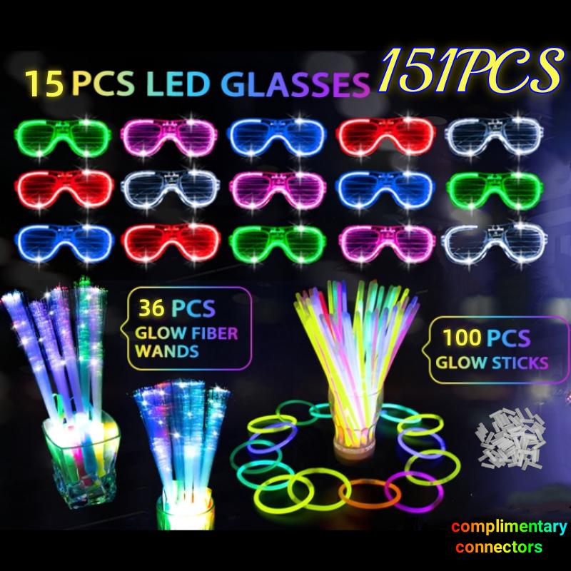 70-240PCS Glow Party Supplies LED Glasses Glow Fiber Optic Wands Glow Sticks Bracelets for Concert Neon Party Wedding Favors