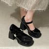 Модные жемчужные ретро черные британские туфли на высоком каблуке, женские 2025 новые универсальные туфли Мэри Джейн на платформе