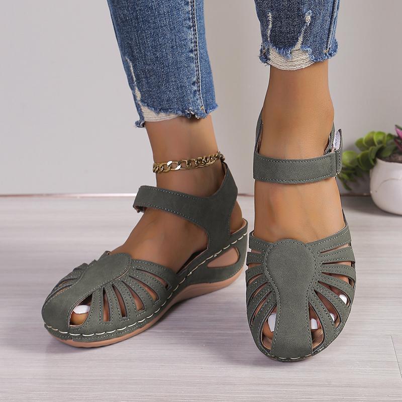 Fashion 2024 Summer Women Wedge Sandals Premium Orthopedic Open Toe Sandals Vintage Anti-slip Leather Casual Female Platform Retro Shoes
