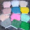 1M Natural Ostrich Feathers Trim White Clothing Sewing Ribbon 8-10cm Feather Fringe for Wedding Party Decoration Crafts Plumes