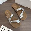 Shoes wear sandals versatile slippers women's shoes women's 2025 female summer models set toes step on thick soles new models