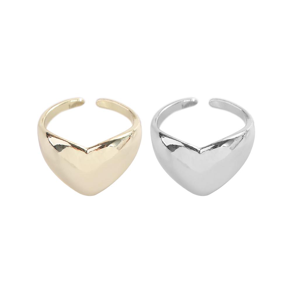 Korean Style Geometric Open Ring Jewelry Accessories Wide Finger Buckle Cute Metal Heart Ring  Gift