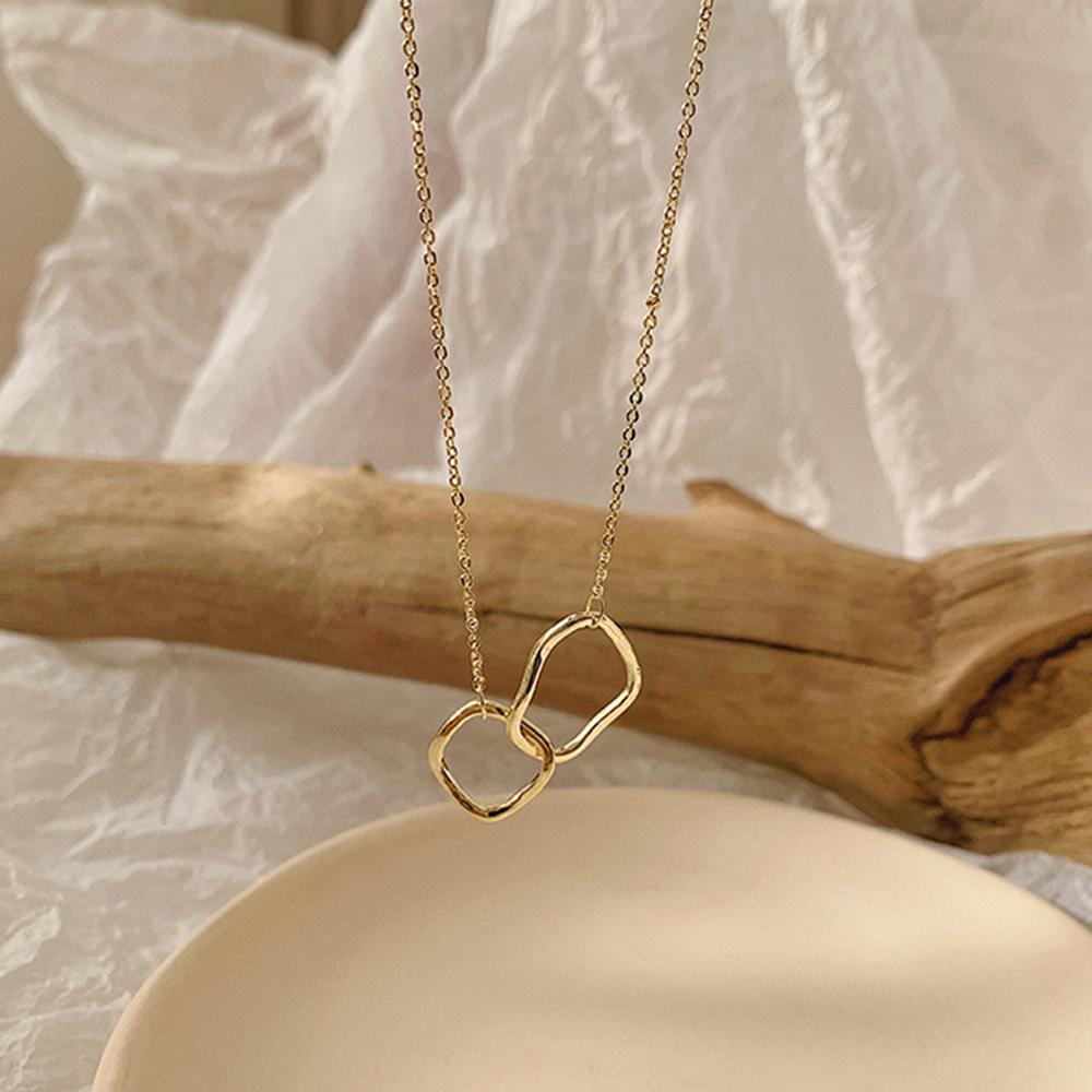 Личность Геометрическое Двойное Кольцо Темперамент Простая Цепочка на Шею Чокер Ожерелье Цепочка на Ключицу