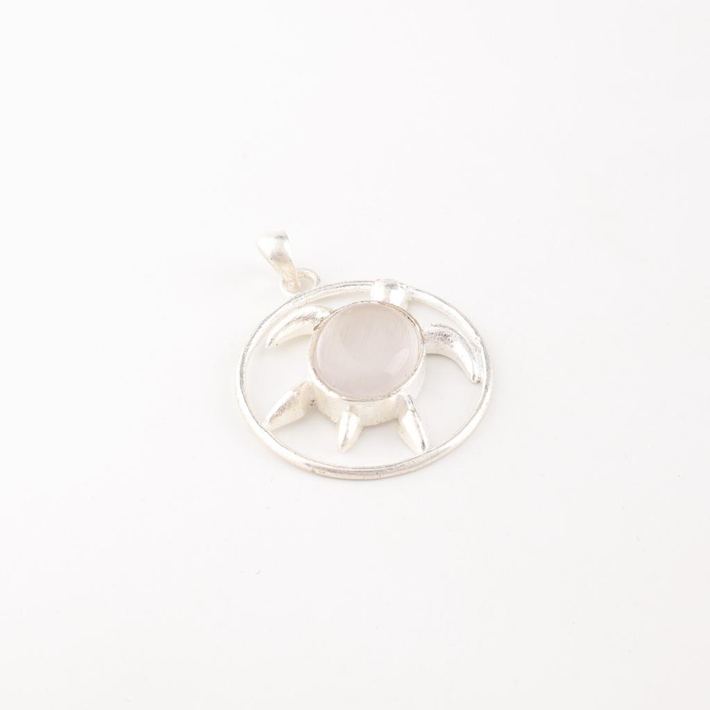 Селенит Драгоценный камень 925 Стерлинговое серебро Ювелирные изделия Ручной работы Подвеска Подарок для девушки CP-2-46