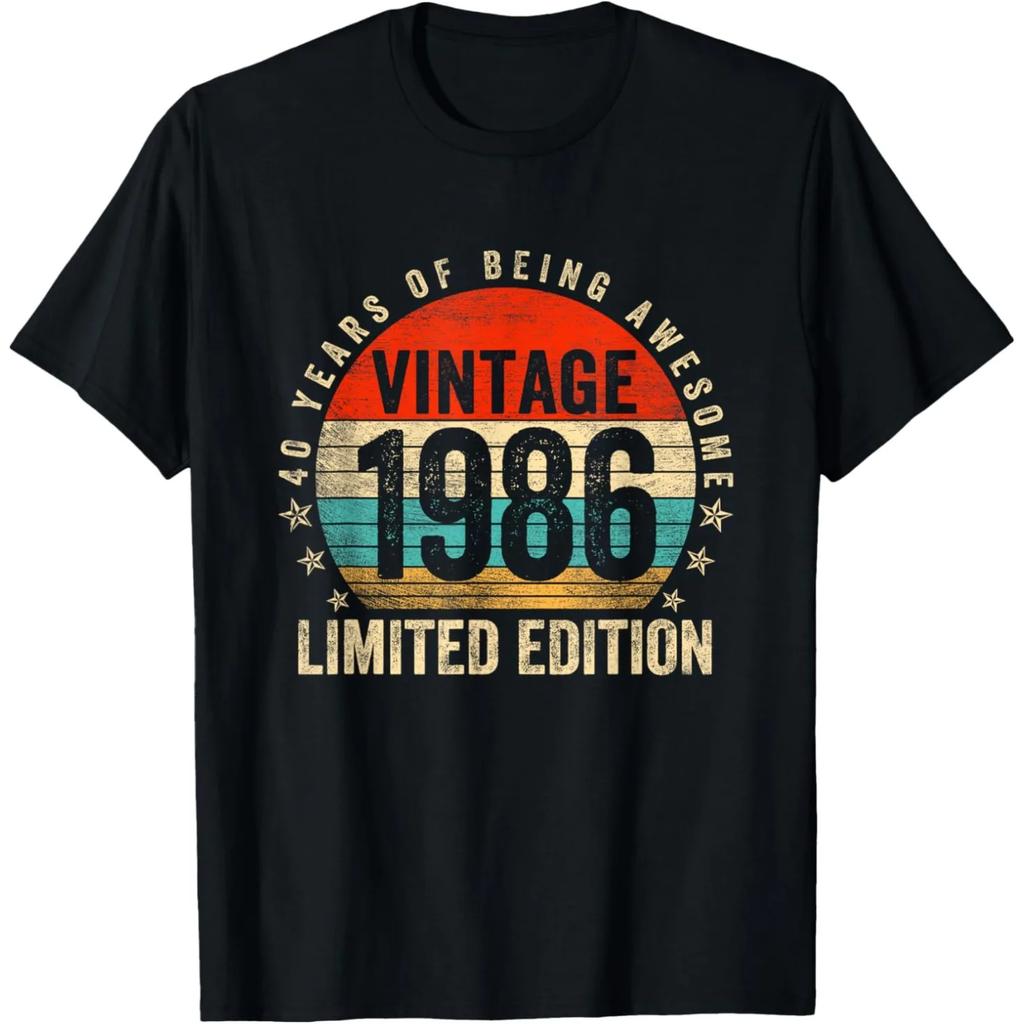 40 Years Old Classic 1986 Vintage Cassette Tape Funny 40th T Shirts Men Streetwear Tee Shirt Short Sleeve Unisex Loose Clothing