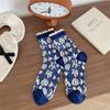 New Autumn and Winter Women Socks Floral Print Vintage Middle Tube Socks Japanese Fashion Harajuku Retro Sweet Girl Ruffle Socks