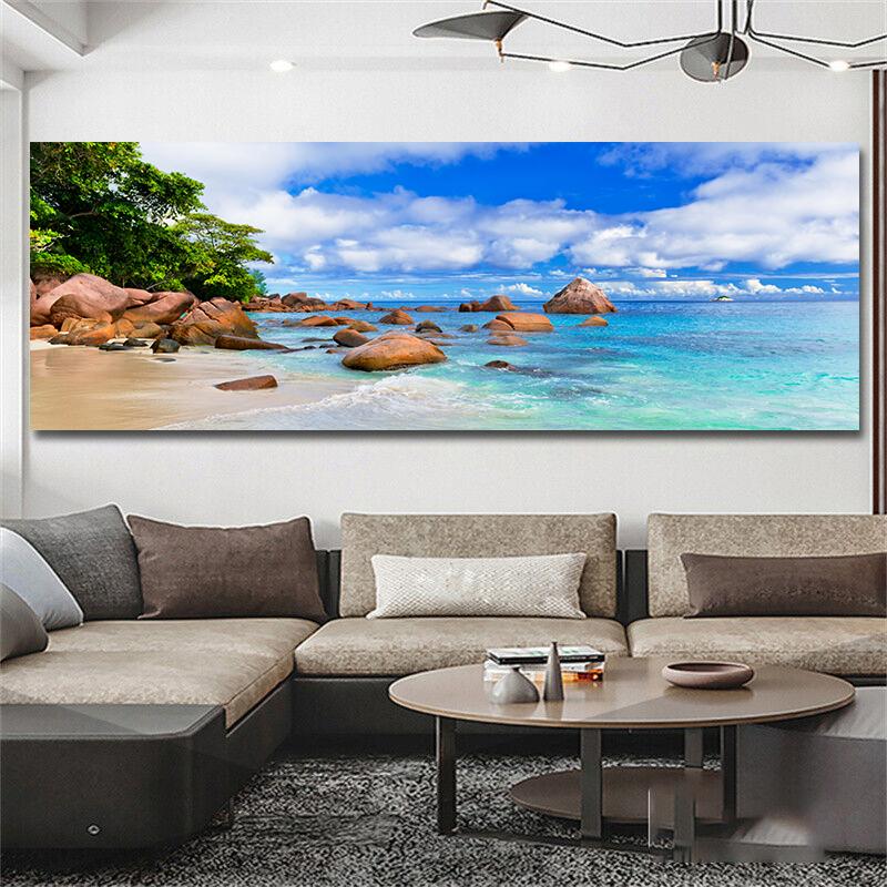 Natural Tropical Sea Beach Canvas Painting Palm Tree Seascape Posters And Prints Wall Art Pictures Living Room Home Decoration