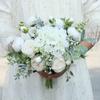Белый каскадный свадебный букет, букет-имитация невесты, 28 см свадебные букеты для невесты, свадебные букеты для свадьбы, церемонии, декора на открытом воздухе