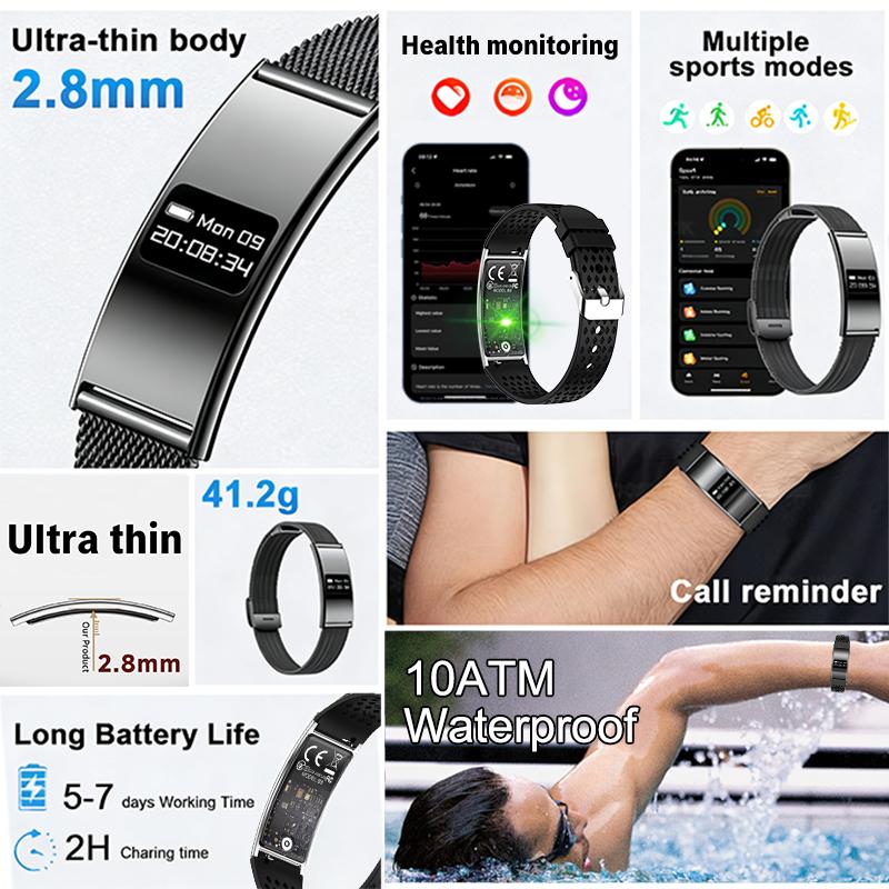 New Smart Bracelet Men Fitness Tracker IPX8 Waterproof Heart Rate Sleep Monitor Outdoors Sports Smartwatch Band For Android IOS