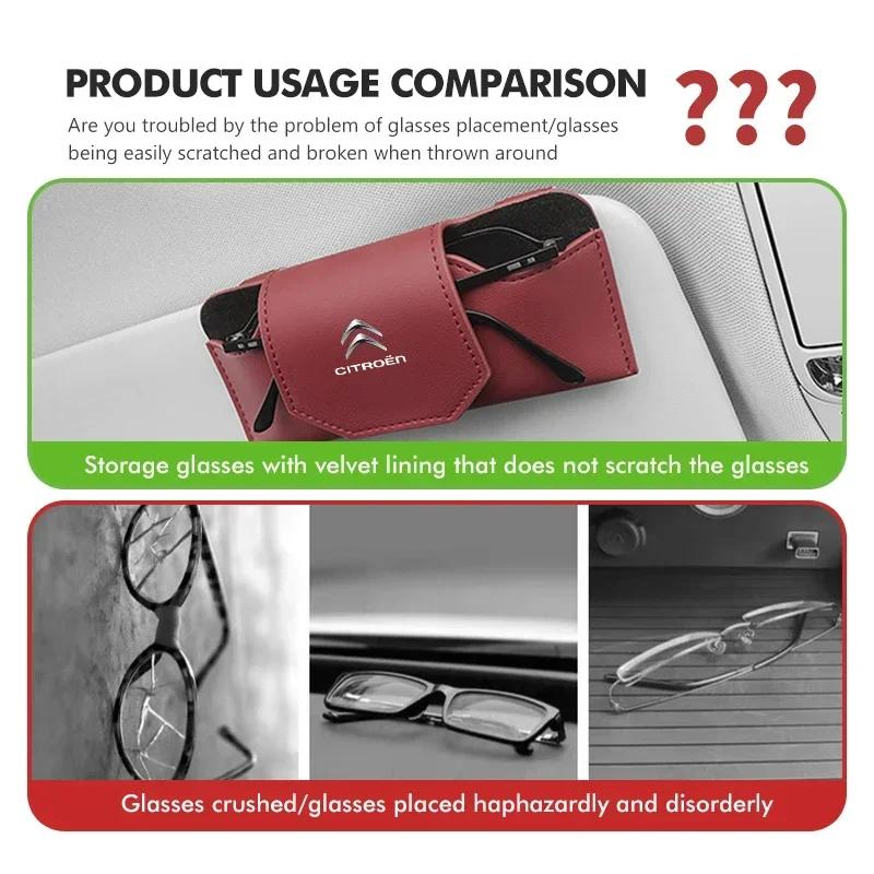 Magnetic Leather Car Storage Glasses Case Accessories For Citroen C4 C3 C5 C1 C2 C6 VTS C4L DS3 DS4 DS5 Grand Berlingo