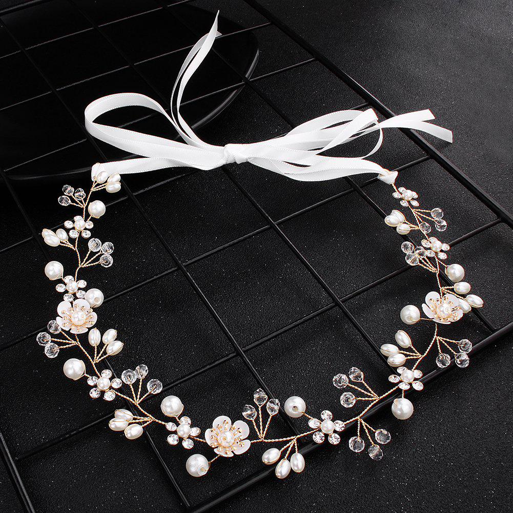 Сделанный вручную свадебный гребень для волос с цветком из жемчуга и страз и листьями