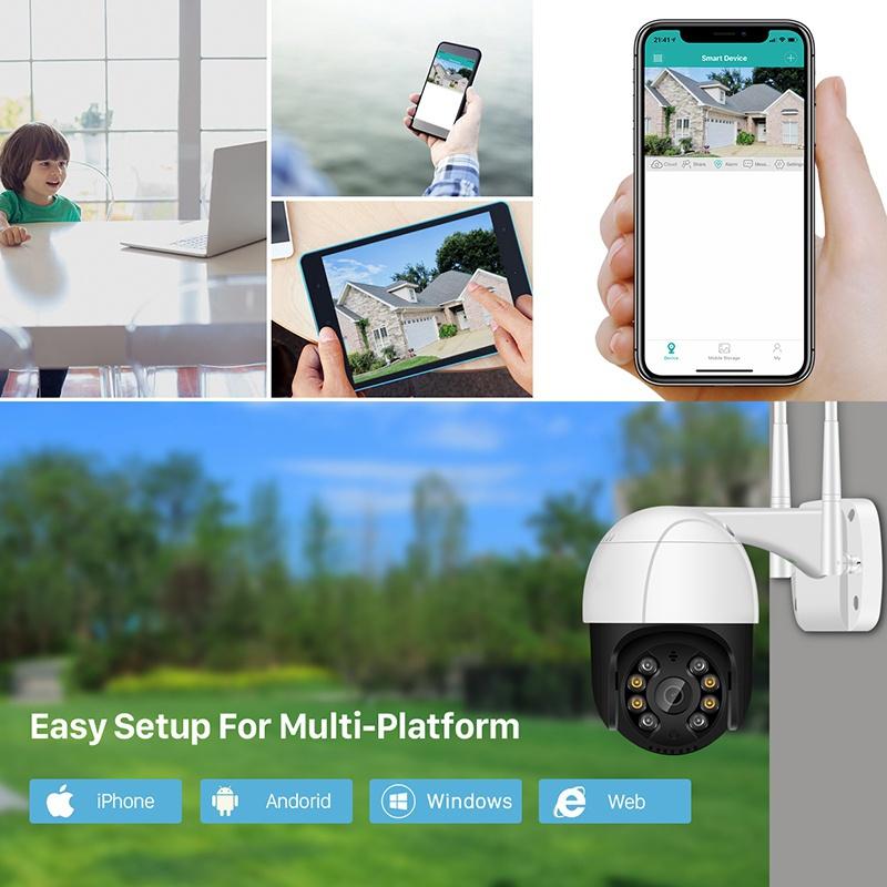 1080P Wi-Fi PTZ уличная IP-камера двустороннее аудионаблюдение 4-кратный цифровой зум красочное ночное видение высокоскоростная купольная беспроводная PTZ-камера домашней безопасности