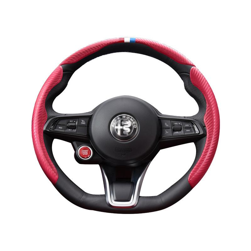 Car Steering wheel Cover Segment Steering wheel protection cover For Alfa Romeo Giulia Stelvio Interior Styling Car Accessories mno522