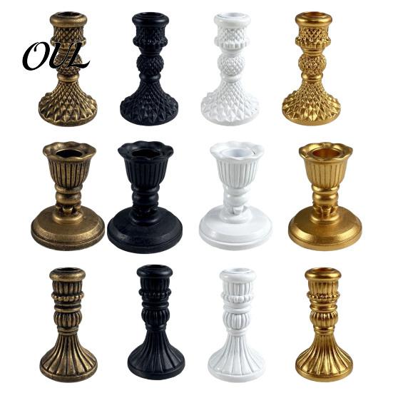 Photo Studio Decoration Vintage Taper Candle Holder, Nostalgic Resin Candlestick Decorative Dining Table Holder Stand for Wedding Party Dinning