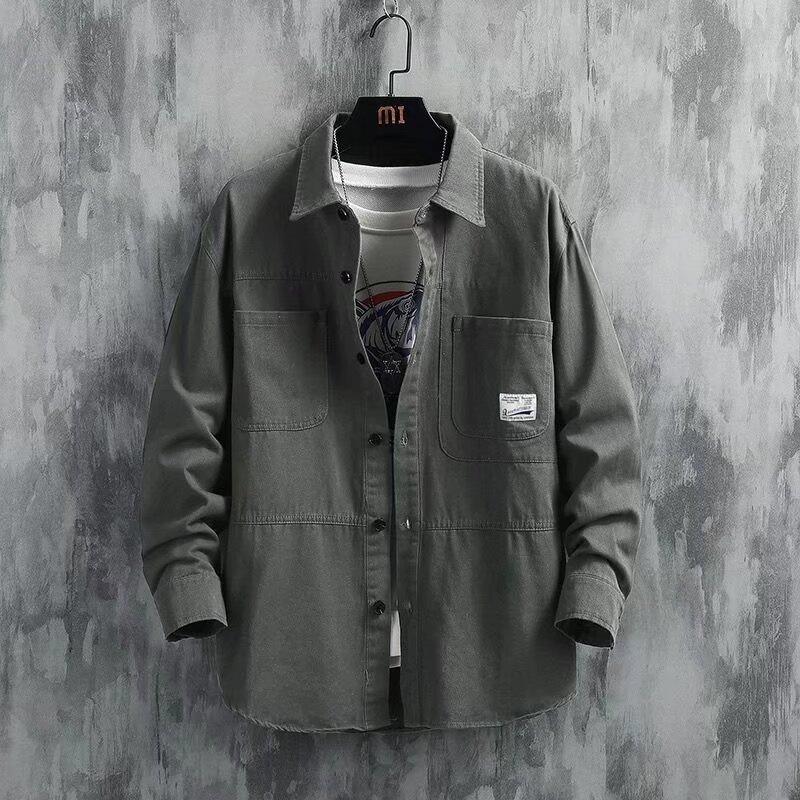 Рубашка мужская осенне-зимняя хлопковая рабочая одежда с лацканами японская куртка повседневная модная мужская куртка с карманами куртка