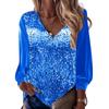 Lady Top V-neck Dressing Up Breathable Stylish Women Sequins Spring Tee Shirt Daily Clothing