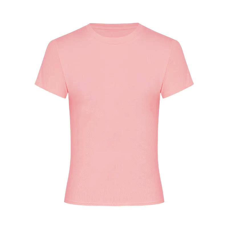 2025 Корейский стиль Приталенная однотонная футболка с коротким рукавом для женщин