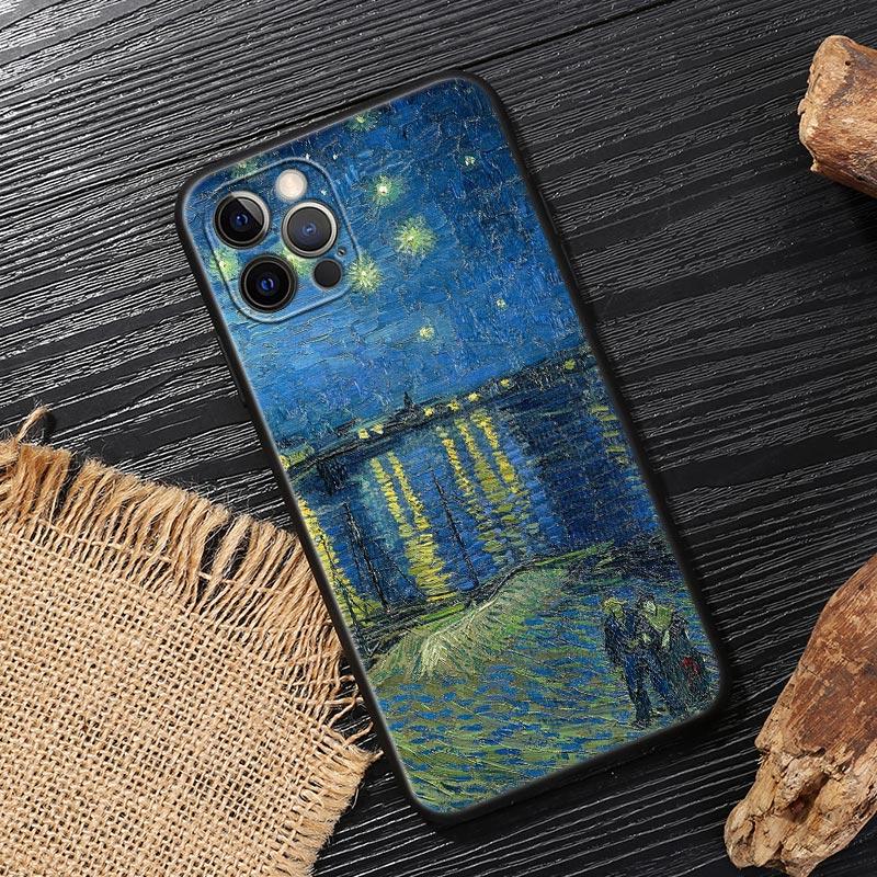 Ван Гог Звездная ночь Кот Масляная живопись Чехол Для iphone 15 Pro 14 11 12 13 Pro Max Mini XS X 7 8 14 Plus SE2020 Чехлы Мягкая обложка