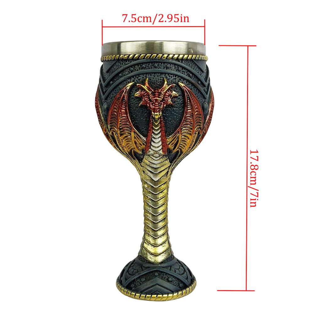 Creative 3D Dragon Beer Cup Resin Stainless Steel Gothic Wine Goblet Viking Medieval Tankard Mugs Bar Decoration