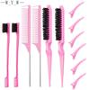12Pcs/set Multipurpose Weaving Hair Highlight Dyeing Eyebrow Control Comb Hair Clip Set Professional Wig Hair Loop Styling Tools