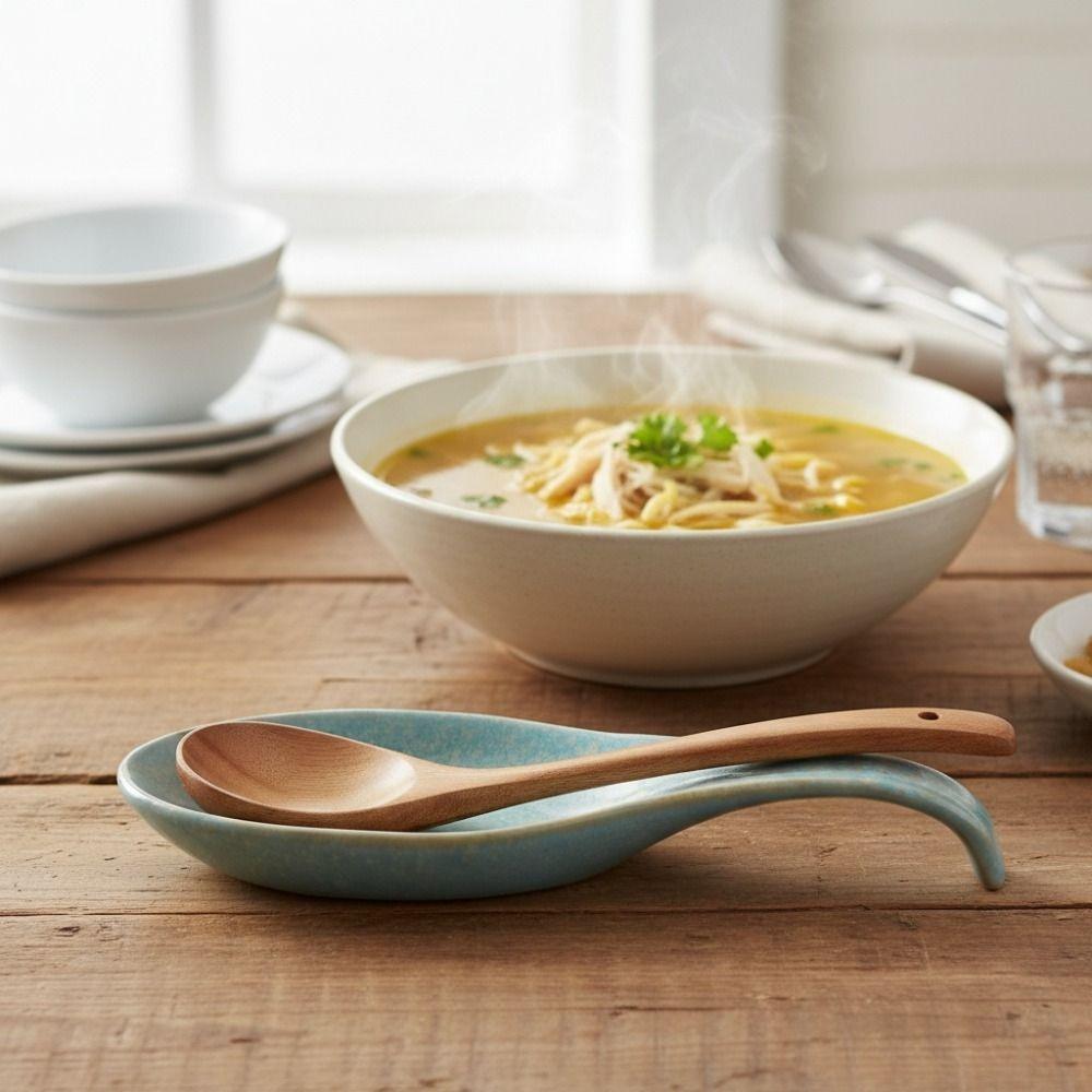 European Style Ceramic Spatula Rest Anti-skid Texture Ladle Holder Utensils Holder Easy To Clean