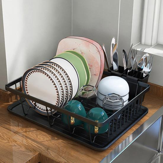 Дренажная стойка для посуды Полый сливной высокий забор Нержавеющая посуда Сушилка-органайзер Портативные палочки для еды Держатель ложки Кухонная компактная тарелка для чаши