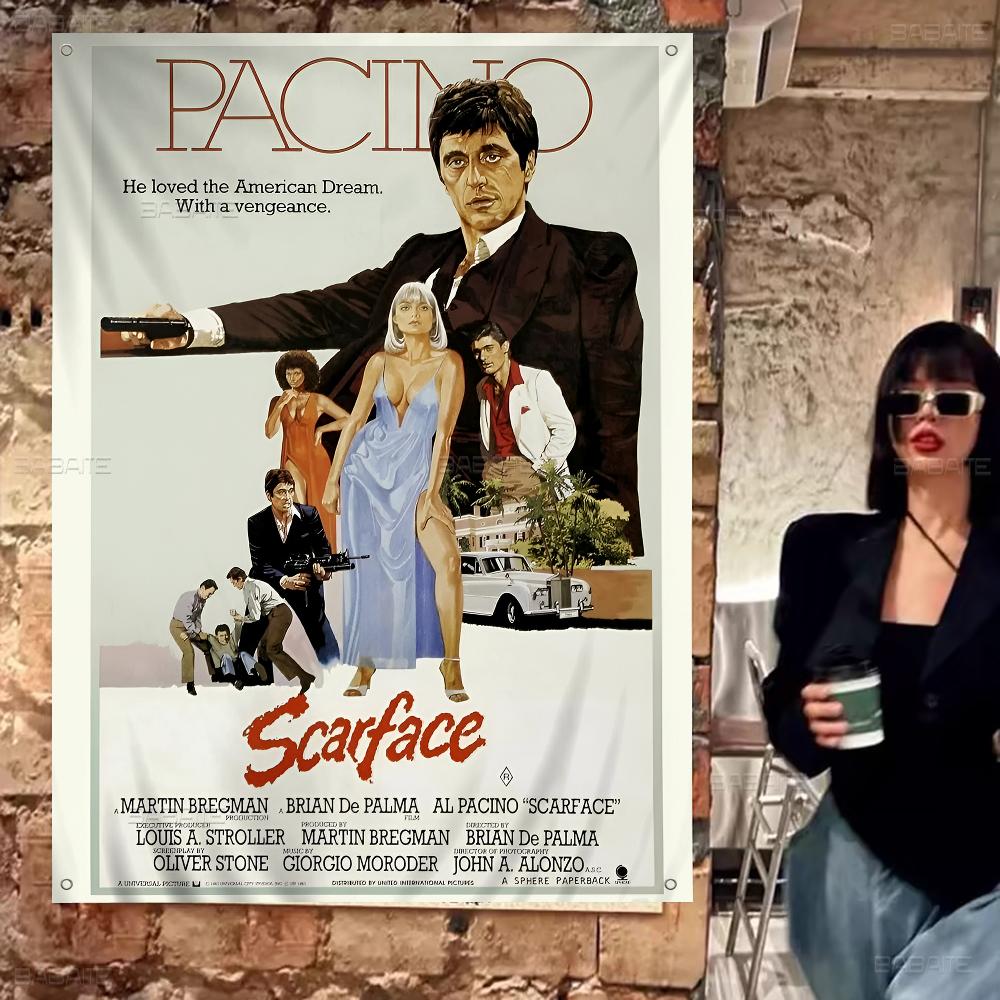 Гангстерский Фильм S-Лицо со Шрамом Мультяшный Флаг Настенный Баннер Украшение Бытовое Домашний Декор