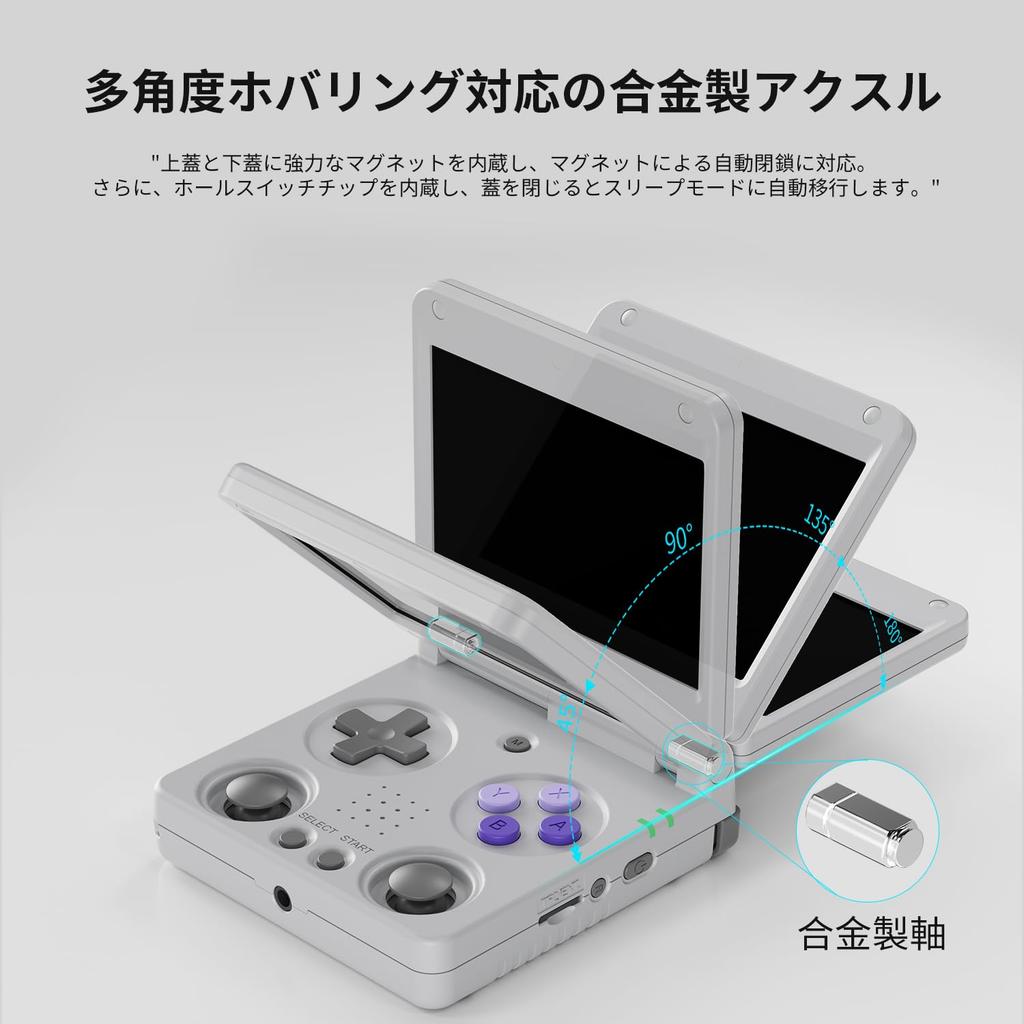 RG34XXSP Handheld Game Console, Linux System, Foldable Retro Game Console, IPSOCA Full Screen, Vibration Motor, WiFi Online Play (RG34XXSP Gray)