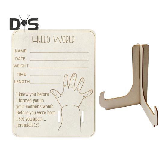 Wooden Baby Birth Wristband Display Board with Base Smooth Edge Burr Free Newborn Arrival Hand-Carved Versatile Plaque