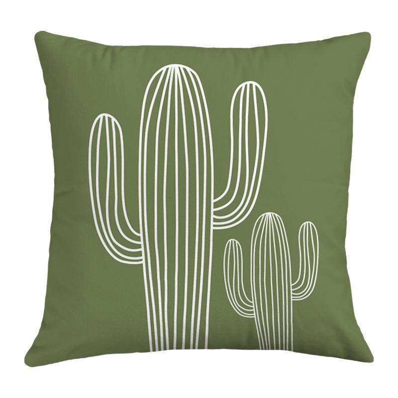 Popular Green Plant Printed Sofa Pillow, Simple Ins Style, Fresh and Refreshing Pillow