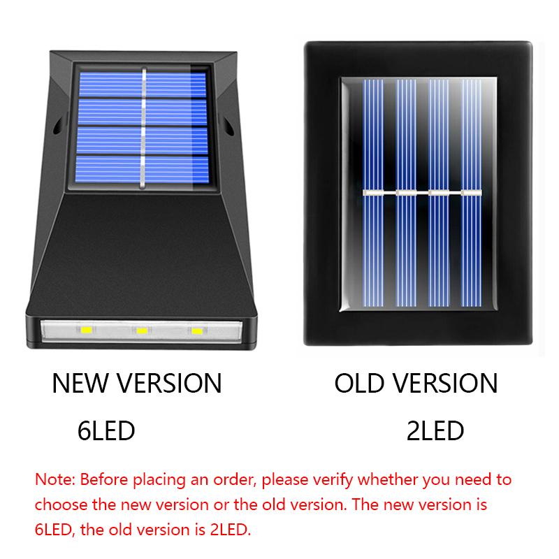 Светодиодный солнечный свет, открытый водонепроницаемый, 6 светодиодов, автоматическое включение ночью, на солнечной энергии, настенный светильник для украшения патио, сада