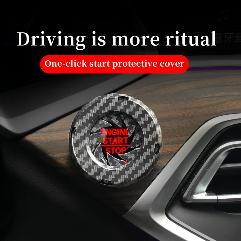 Кнопка запуска и остановки автомобиля с одним ключом, карбоновый чехол для замка зажигания автомобиля, защищает универсальные аксессуары для салона автомобиля