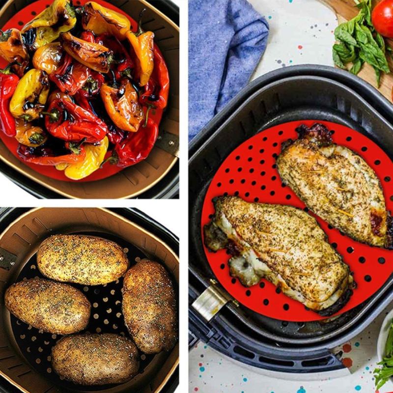 Silicone Air Fryer Liner Non-Stick Steamer Pad Air Fryer Accessory Kitchen Baking Liner Cooking Utensils Air Fryer Baking Paper