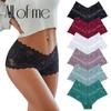 Allofme 5Pcs/Kit Lace Panties for Women Sexy V-Waist Design Underwear Breathable Lingerie  for Female Panties Hollow Out Floral Panties