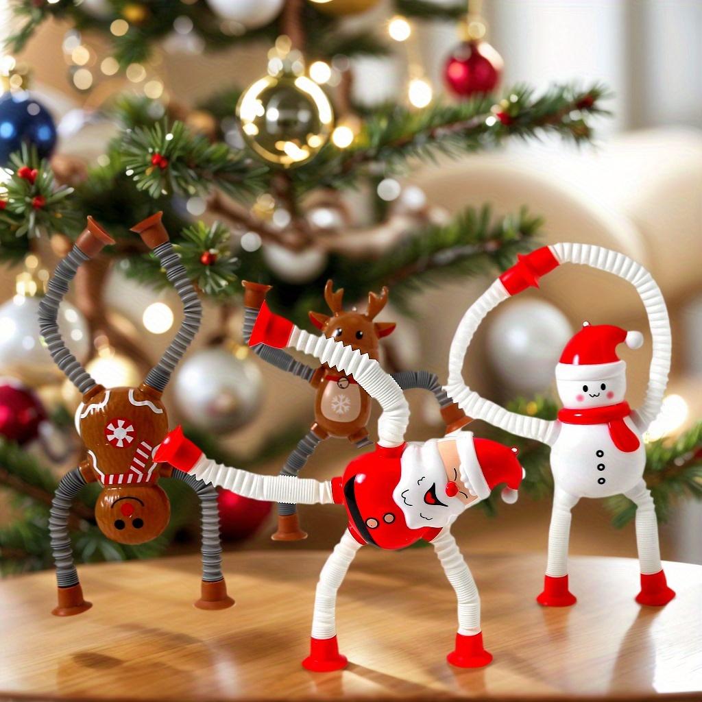 4 шт. Телескопические игрушки-трубки, Рождественское украшение, Игрушка-трансформер. Рождественский кулон Дед Мороз/Снеговик/Олень/Пряничный человечек