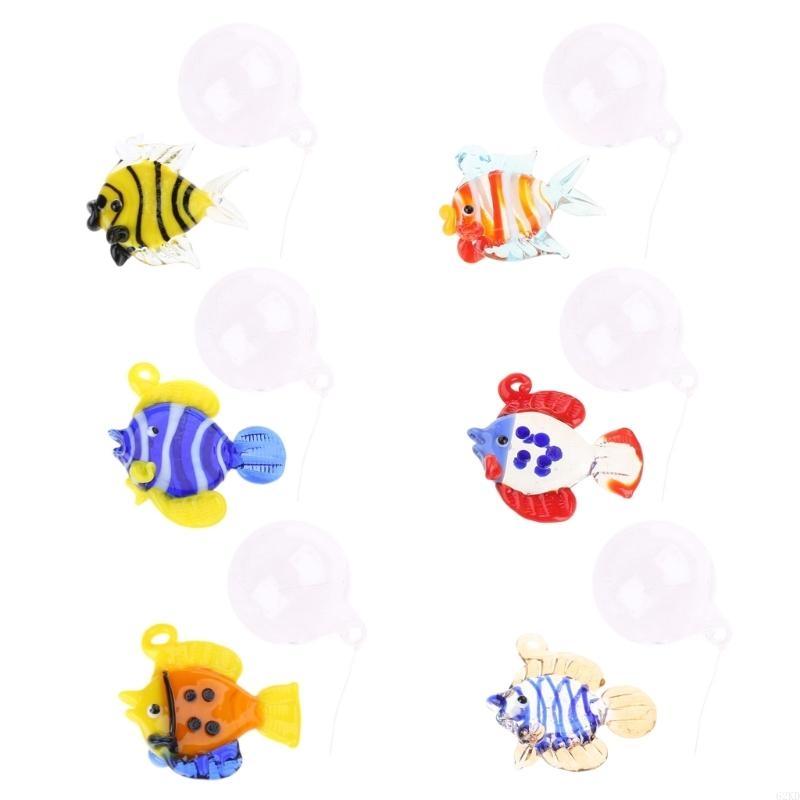 62KD Creative Glass Fish Bubble Aquarium Float Decors Set of 6 Unique Designs