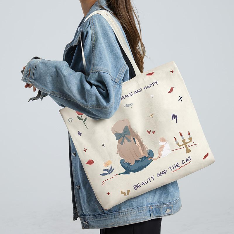 Холщовая сумка женская студенческая сумка для занятий милая сумка для поездок на работу большая вместимость сумка на плечо