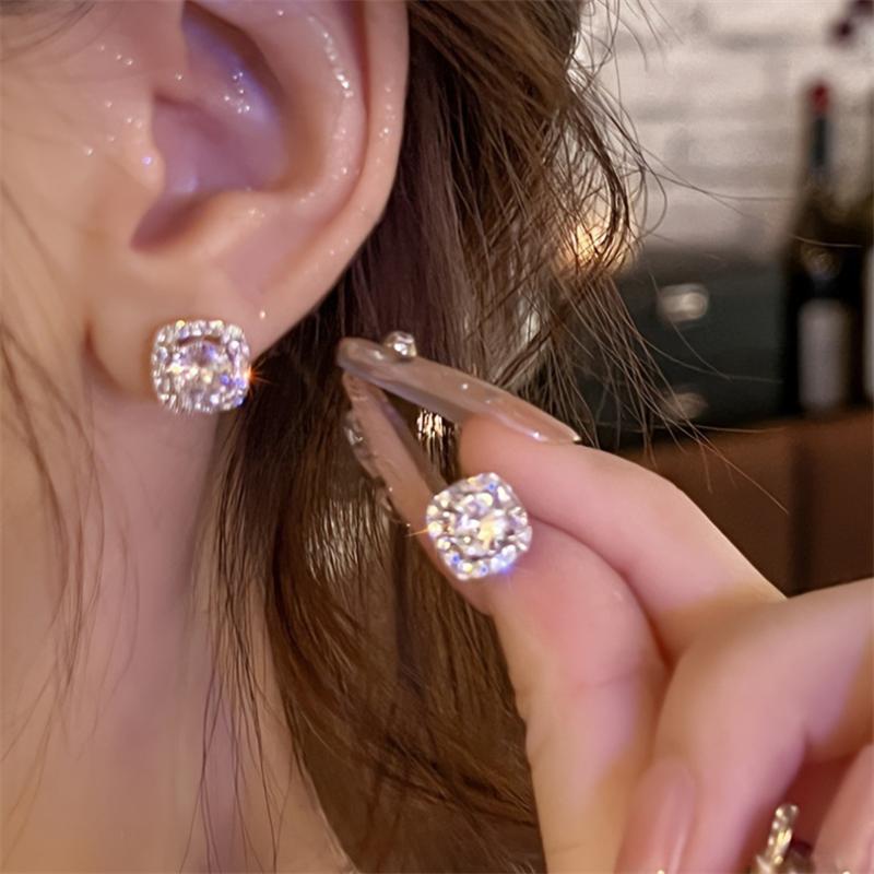 Новые квадратные серьги со стразами для женщин, модные корейские украшения, серьги для повседневной носки для девушек